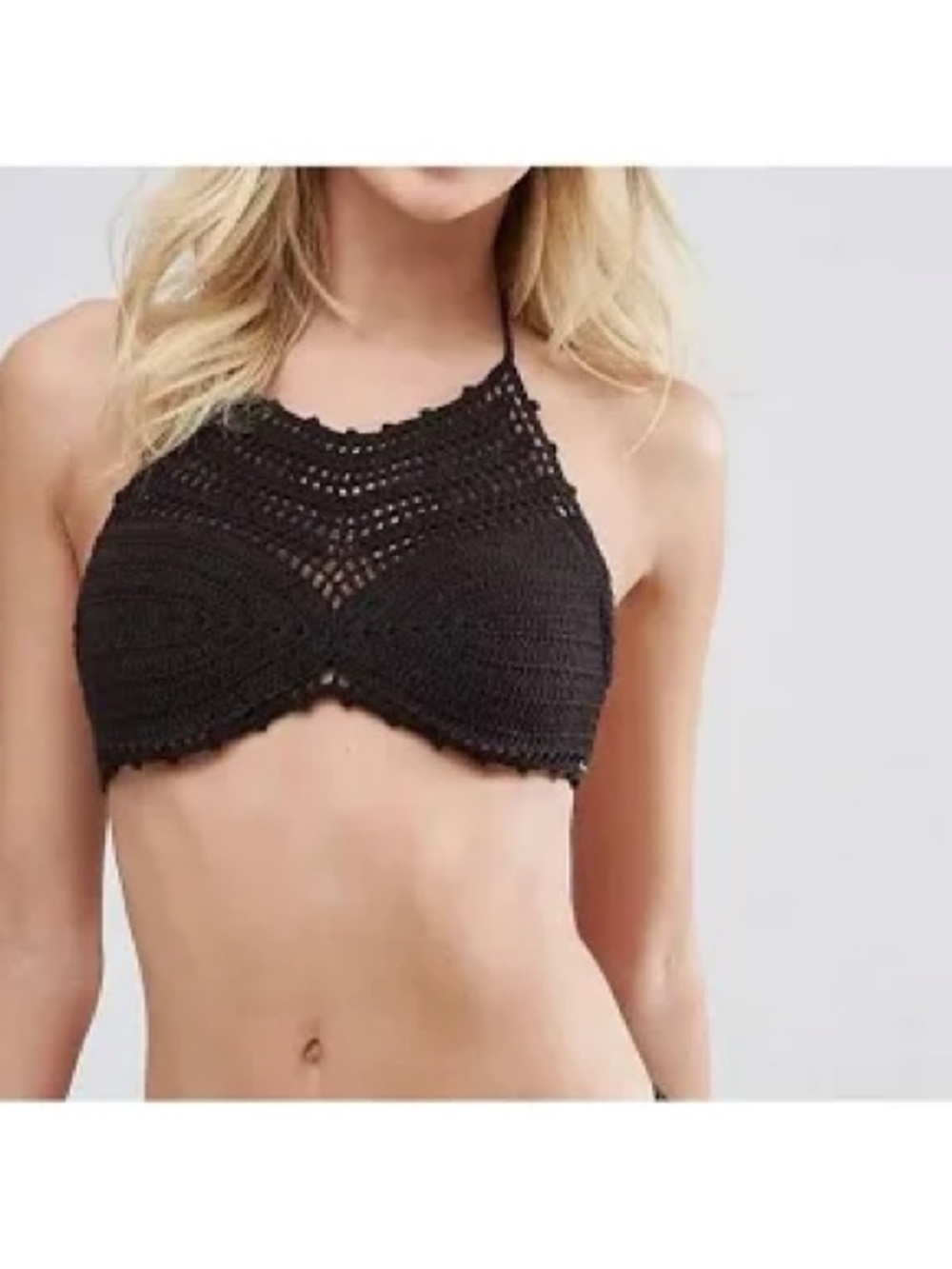 Black Crocheted Handmade Halter Bikini Top The Bikini Lab asos